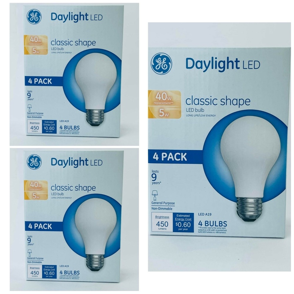 12-pack GE Daylight LED Bulb 40W Replacement 5W 4 Bulbs‎ 450 Lumens Classic